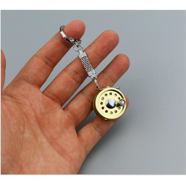 

key reel fish fishing culture shaped mini keychain chain, Silver