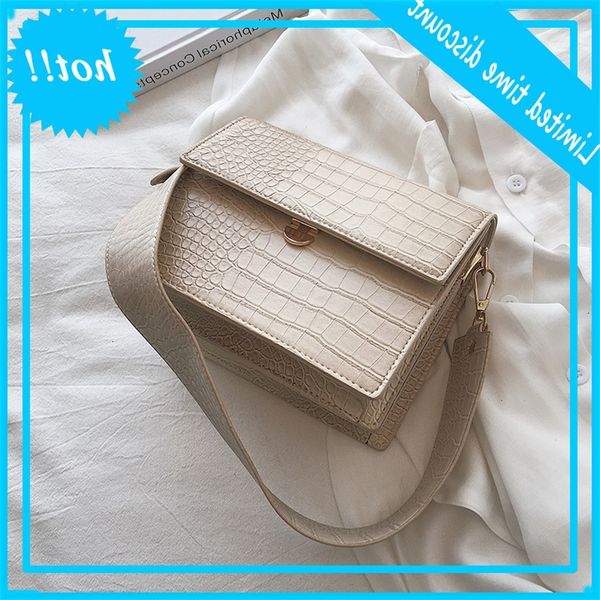 

2020 new stone pattern small square handbag pu one shoulder straddle women's bag