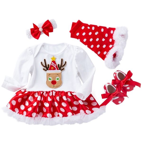 

fashion newborn girls christmas dree dresses santa cartoon dress for baby girl winter new year party gown costume selling y200102, Red;yellow
