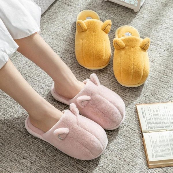 

winter silppers women men home bedroom furry plush flat sildes cute home floor couple shoes 2020 new soft warm women silppers #kz0m, Black