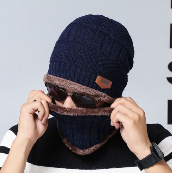 

wholesale winter spring warm outdoor designers mans hat and scarf set soft stretch cable knitted beanies fluff ski caps neck scarf set new
