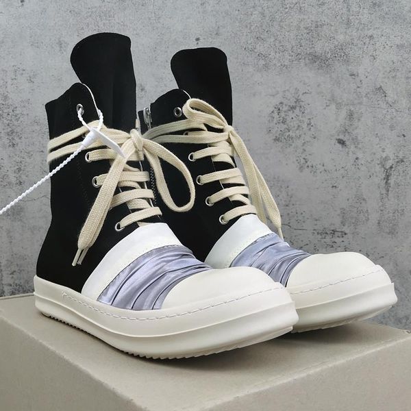 

ro canvas shoes for men fashion summer men boots big size high sneakers 12#22/20d50, Black