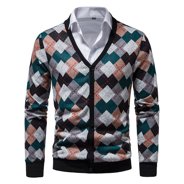 

vintage pattern knitted cashmere cardigan men 2022 brand slim fit casual v neck casual cardigan sweater men jersey hombre xxl, White;black