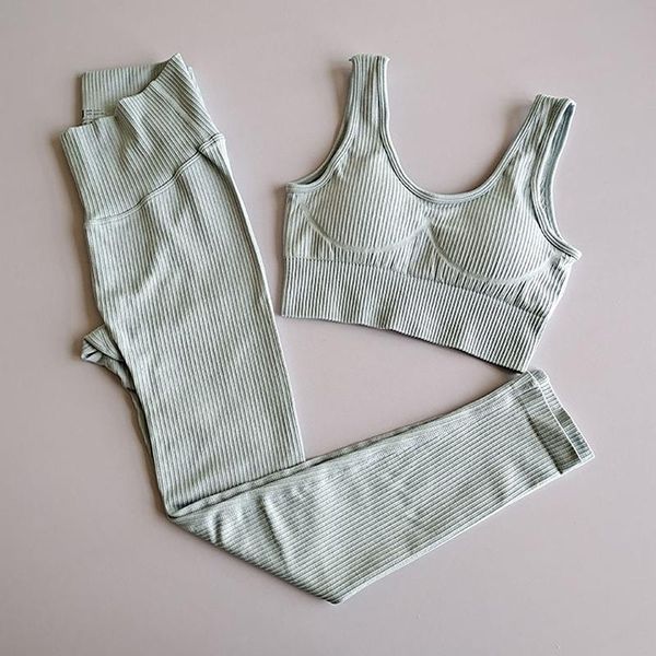 

yoga outfits women ribbed seamless set workout clothes high waist sport leggings fitness sports bra 2 piece suits gym clothing, White;red