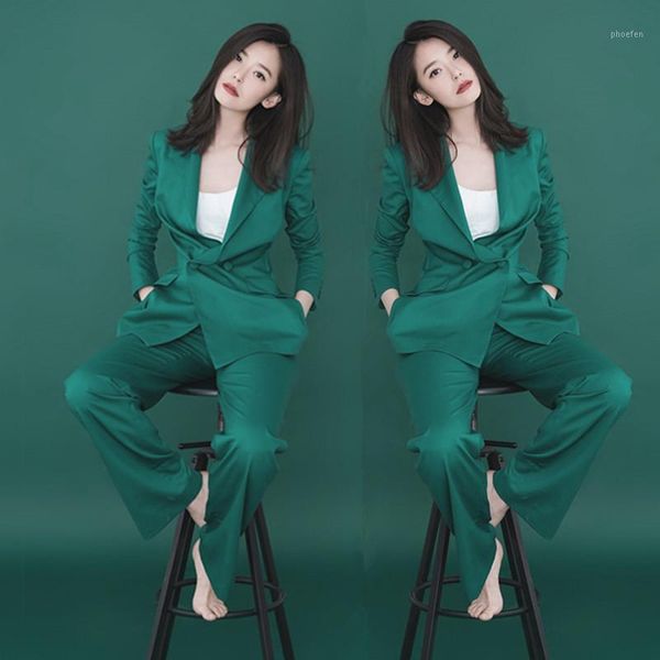 

high-quality women's autumn new star with the same suit suit fashion british wind jacket wide-leg pants two-piece al8551, White;black