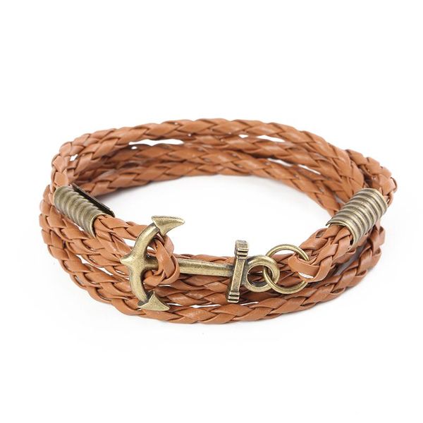 

высококачественная мода черный якорь браслет мужская обаяние выживания канатная цепь кожаных браслетов для дружбы мужчины и женские ювелирны