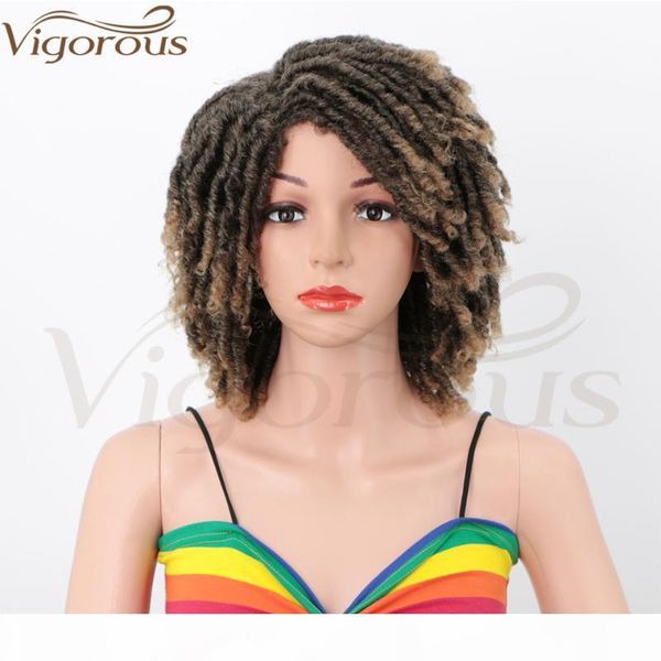 

vigorous wigs for women blown gradient short afro kinky curly synthetic women's wigs for heat resistant full, Black