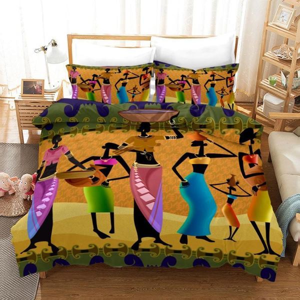 

bedding sets african woman illustration duvet cover sets,ethnic indigenous with pillowcases for kids adults,home bedroom decor1