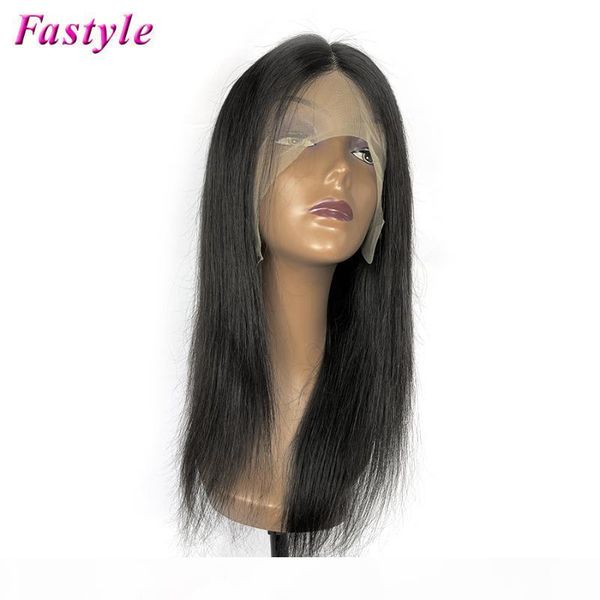 

human virgin hair lace front t part wig straight for black women tpart lace wigs natural black color can be dyed, Black;brown