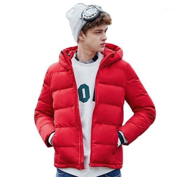 

semir winter jacket men 2020 new thick down coat 80% duck down ultra-light slim hooded waterproof solid outwear coat for man1, Black