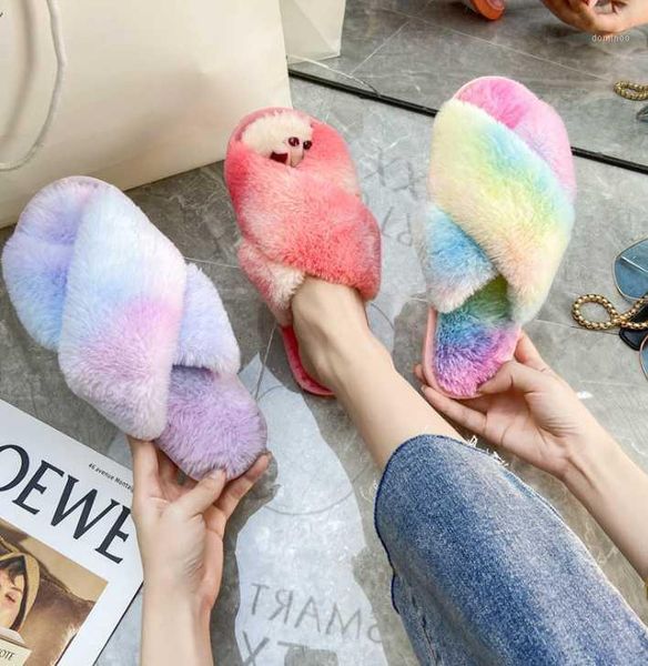 

women home slippers winter warm shoes woman slip on flats slides female faux fur slippers 36-41 wholesale1, Black