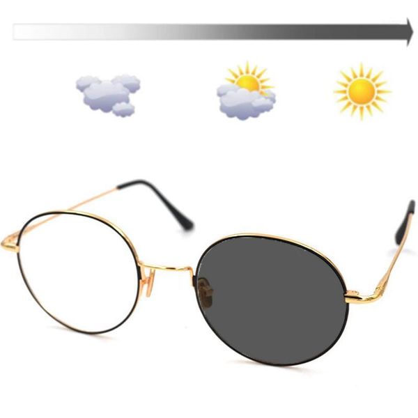 

metal silming circle metro pchromic myopia glasses women men vintage nearsighted eyeglasses driving sunglasses n51, White;black