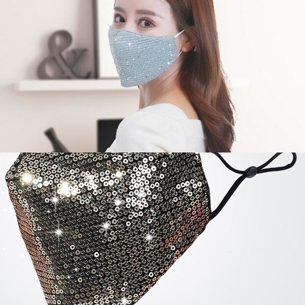 

factoryxjtwshield bling pm2.5 washable fashion care reusable 3d sun color gold elbow sequins shiny face cov 58zv