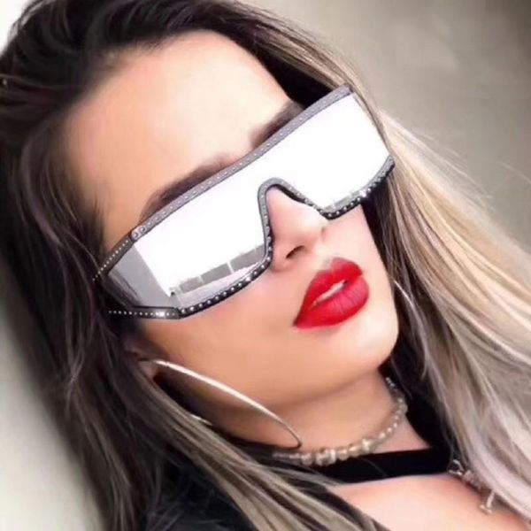 

sunglasses brown black oversized square men lens big frame sun glasses women silver mirror uv400, White;black