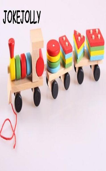 

деревянный поезд строительных блоков обучающие дети детский деревянная твердая stacking поезд малыши блок игрушка для детей день рождения по