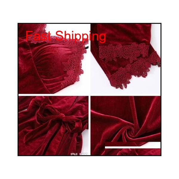 

2019 gold velvet 4 pieces warm winter pajamas sets women lace bath robe pajamas sleepwear kit s jllefd lajiaoyard