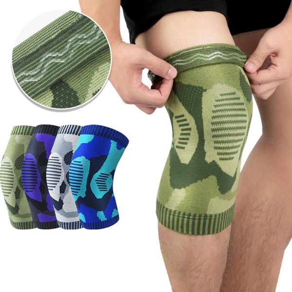 

1pcs nylon stretch knit sports knee pads brace protector sports kneepad elastic fitness running cycling knee pads, Black;gray