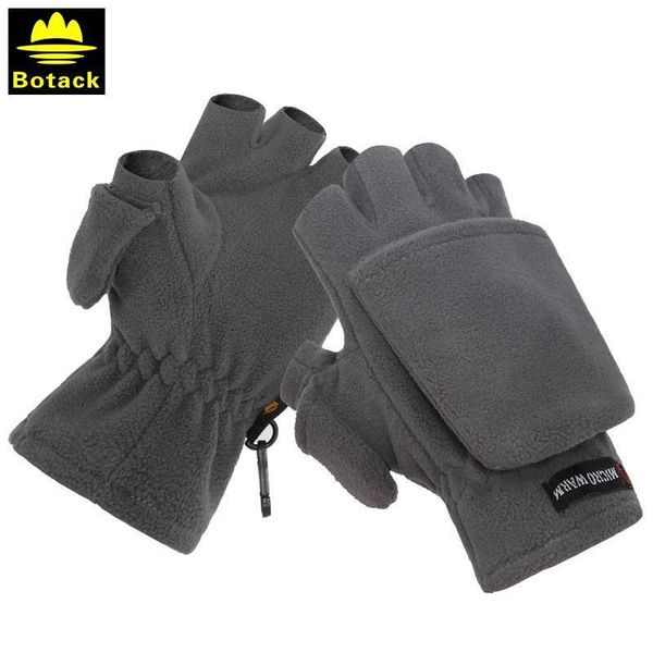 

bute outdoor men's women's fleece half finger flip cycling mountaineering autumn and winter warm thickened pgraphic gloves