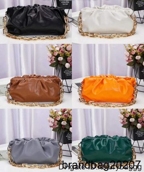 

высококачественные сумки сумки классический облако форма вечерние сумки с толстыми цепными сцепления женщины чехол натуральная кожаная кожан