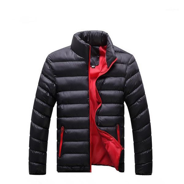 

winter young men's plus size cotton coat solid color stand collar fashion men's down coat casual down jacket parker jacket1, Black