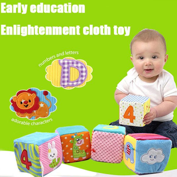 4 ADET Bebek Bezi Yapı Taşları Oyuncaklar Yumuşak Çıngırak Erken Çocukluk Eğitim Çocuk Oyuncakları Peluş Küp Egzersiz Bilinçlendirme Hediye LJ201124