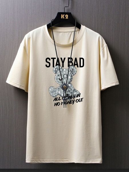 

men bear & slogan graphic tee c0fk#, White;black