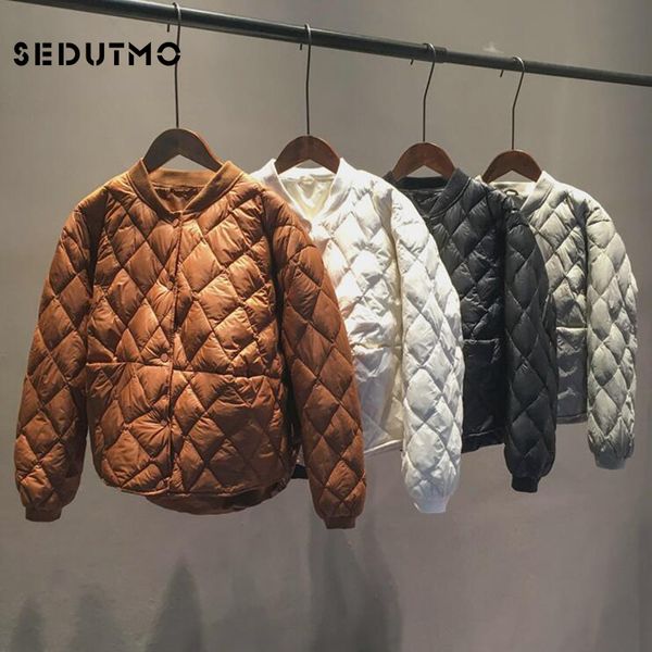 Sedutmo Winter Ultra Light Women Down Jackets Short Overtize Duck Coat Slim Pulla Autunno Buckas ED620 201103