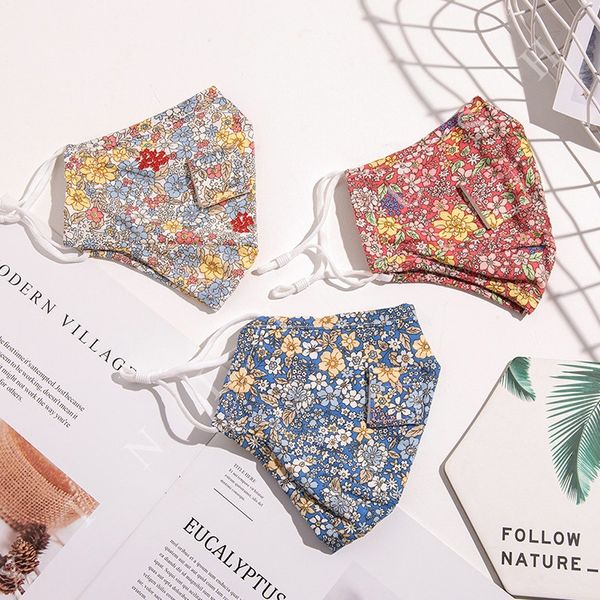

dye mask style straw tie floral cotton 16 with drink hole dustproof printed face outdoor protective fashion mouth cover jj644