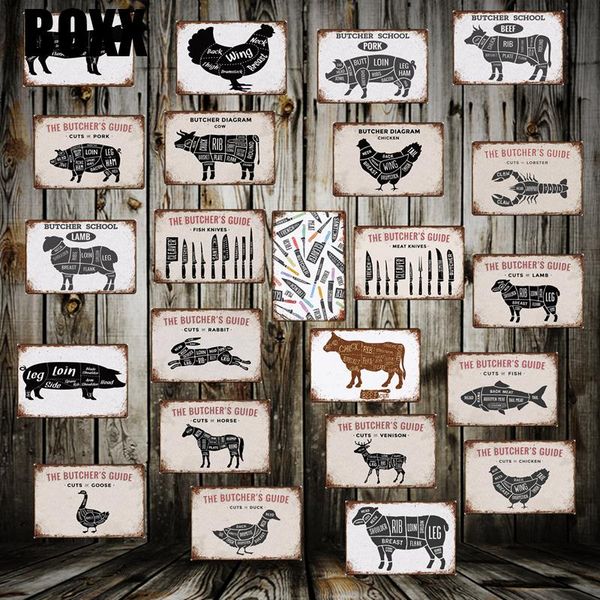 

мясник забавный ретро металлический знак настенные плакаты паб кухня арт винтажная живопись личности пользовательский декор
