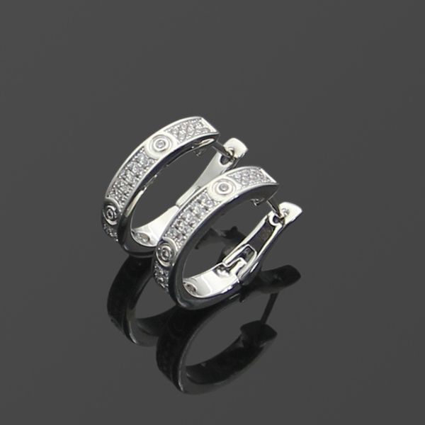 

new fashion jewerly famous brand stud titanium steel thread earrings 18k gold plated stainless steel classical love gem earrings, Golden;silver