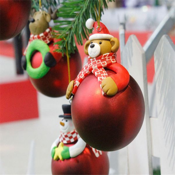 Decorações de Ano Novo enfeites de Natal Bolas Santa Claus Elk Christmas Tree Xmas Home Presente Partido Pendurado Pingente de Ornamento, Q Y201020