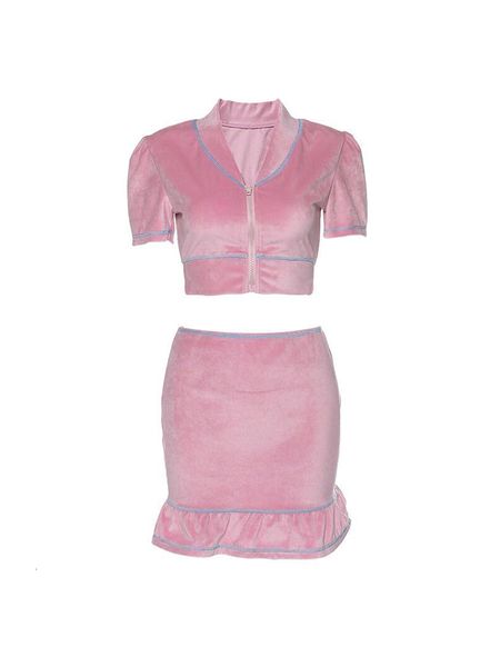 

2021 new super pink light short velvet tight upper zipper + high waist fringe hip mini skirt 2 female ensemble zre7, Black;gray