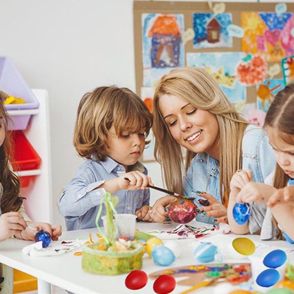 

12pcs colorful easter eggs children's handmade diy plastic egg shell fp8