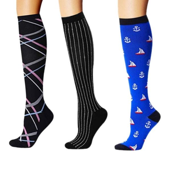 

men's socks compression fit for play golf basketball varicose veins pregnancy edema nursing high stockings eu 35-46, Black