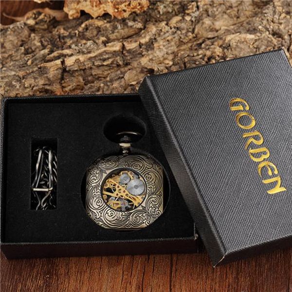 

квадратные механические карманные часы мужские черные счастливые китайский кирин боевые тигры китай животных смелый символ подвесной цепь фо, Slivery;golden