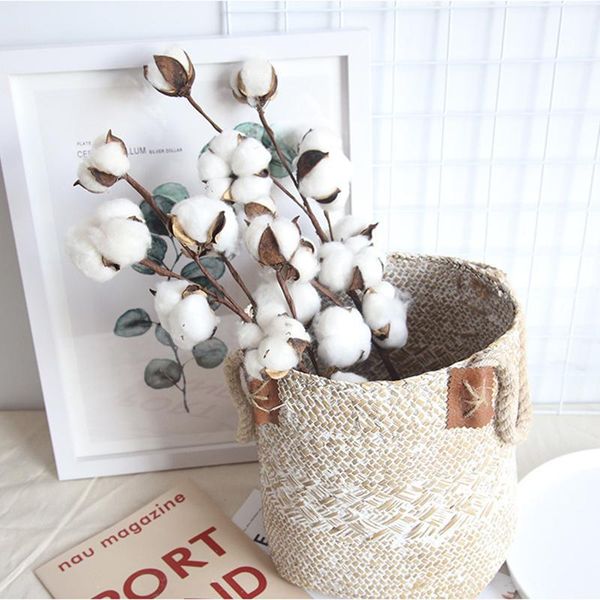 

10 head naturally dried cotton flower artificial plants floral branch for wedding party decoration fake flowers home decor
