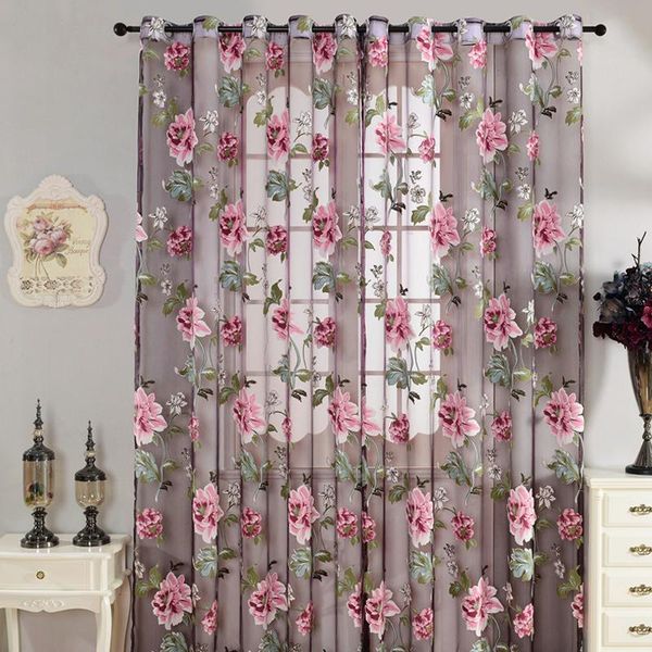 

2*1m luxury jacquard sheer curtains purple flower floral tulle for living room bedroom kitchen bay windows voile yarn fabric