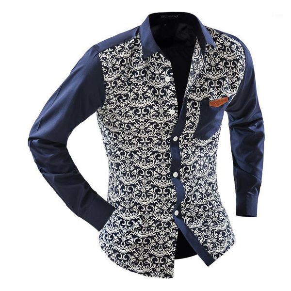 

slim fit mens shirts long sleeve porcelain printed men shirts plus size 2xl summer style casual outfit men clothes a4361, White;black