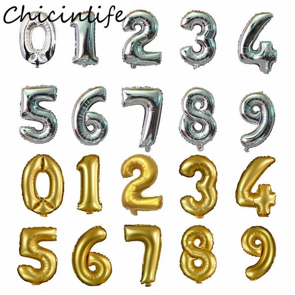 

chicinlife 1pcs 32inch 0-9 number foil balloon birthday party decoration baby shower kids anniversary 1st birthday decor