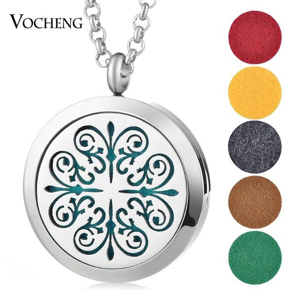 

10pcs/lot 30mm essential oils diffuser locket necklace 316l stainless steel pendant magnetic with oil pads va-263*10, Silver