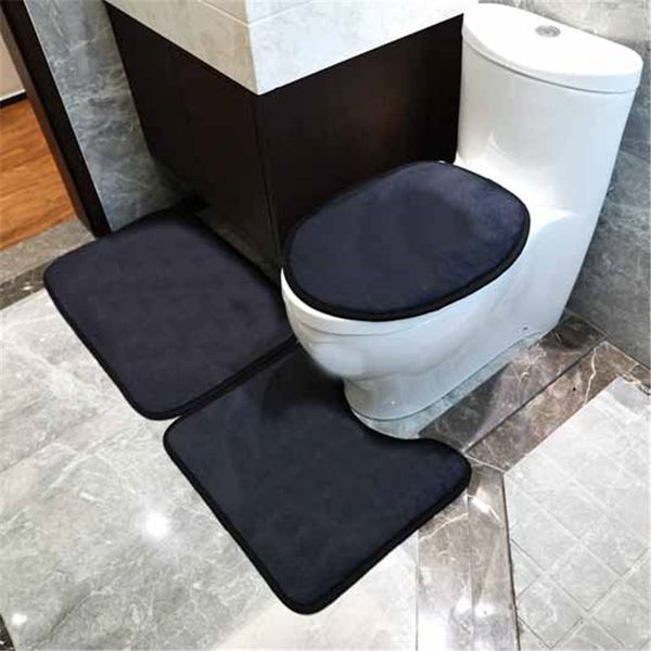 3 peças mats do banheiro definem tampa do assento do vaso sanitário de alta qualidade toalete tapete antiderrapante tapete de banho absorvente