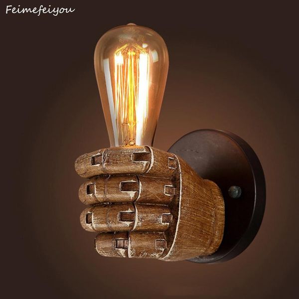 

wall lamp feimefeiyou creative retro fist resin lamps decoration cafe restaurant bar bedroom light e27 ac90v-260v
