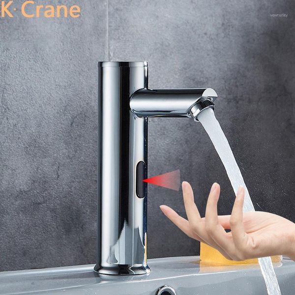 

touchless faucet bathroom smart infrared motion sensor tap luxury brass battery grifo basin sink chrome torneira modern faucets1