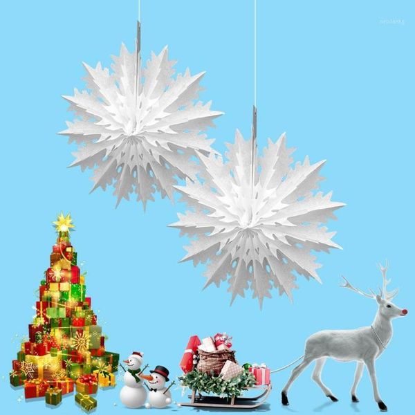 

christmas decorations 2pcs hollow double-layer snowflake pull flower creative tree decoration pendant1