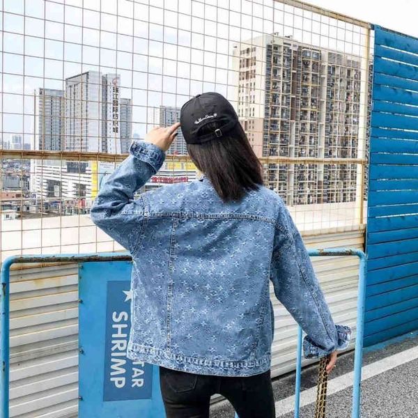 

women's jackets asian size printed denim jackets for women spring korean slim versatile jacket for couples 0v1u, Black;brown