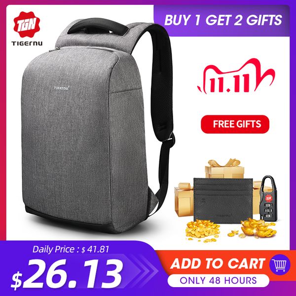 

tigernu new casual waterproof men backpack 15.6" lapanti theft with usb male mochilas fashion school backpacks