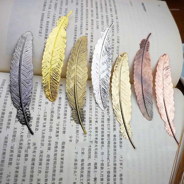 

new creative metal feather bookmark vintage cool page book markers school supply1