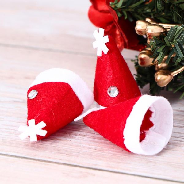 

24pcs mini christmas caps cute elf design lollipop hats decors nonwoven candy packing hats christmas supplies for home shop stor