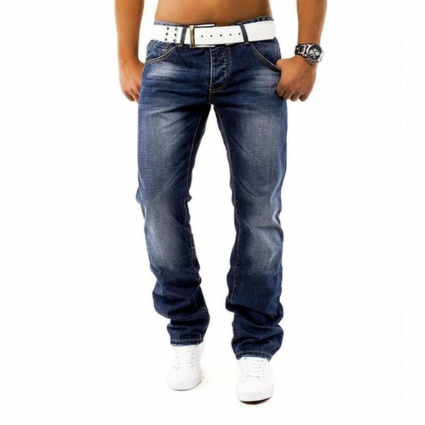 

men jeans high waist men's spring autumn straight long jean pants fashion male biker jeans trousers black blue pocket