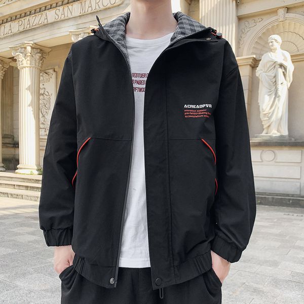 

8396 - work spring autumn new trend versatile jacket men's casual and handsome clothes, Black;brown